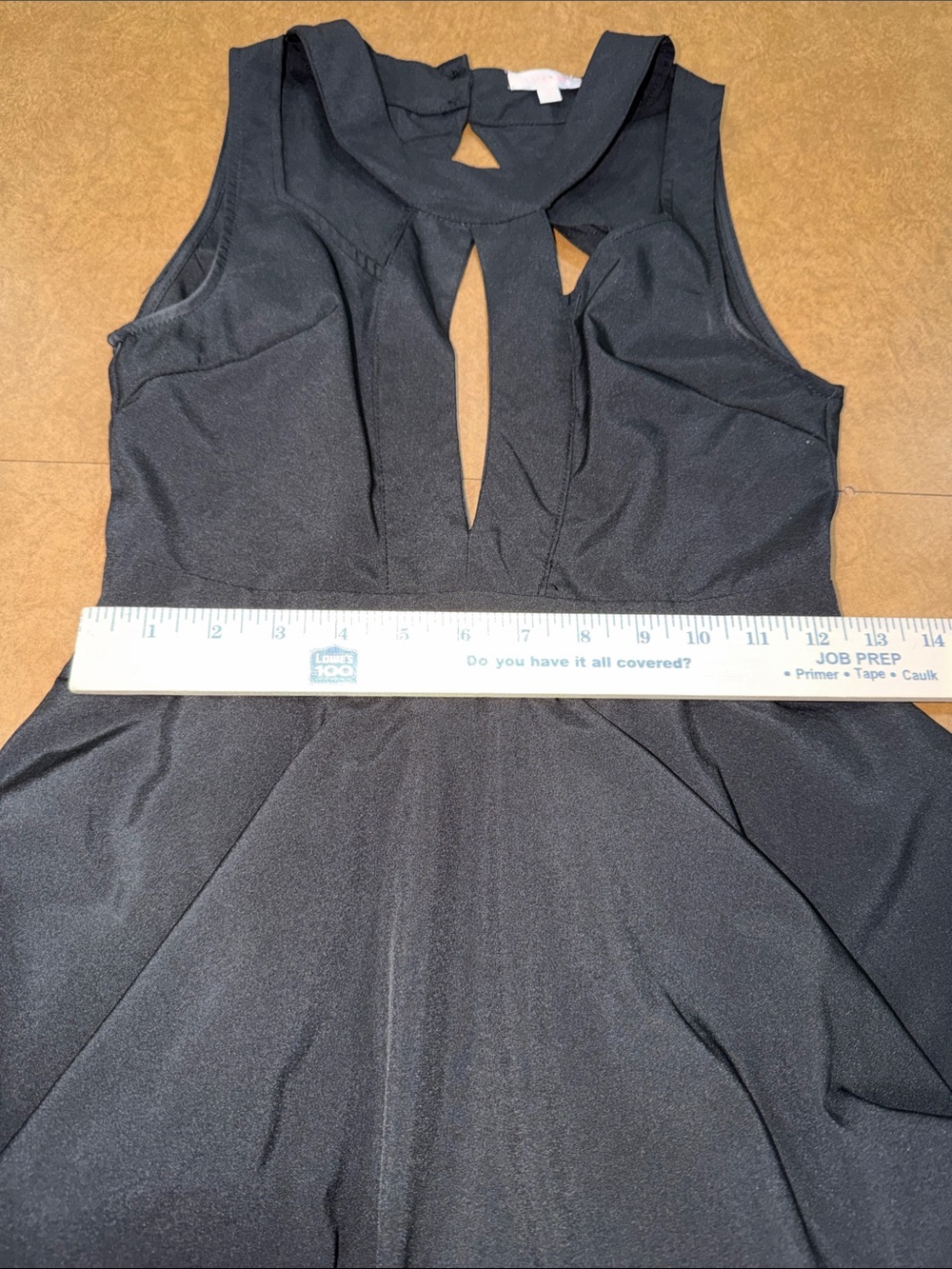 Luxxel Black Sleeveless Fit-&-Flare Mini Cocktail Dress w/ Keyhole Horsehair Hem - Picture 6 of 10